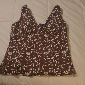 Lands End Floral Brown TankiniTop